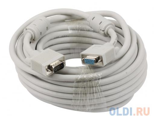 Кабель VGA Premium Gembird, 10м, 15M/15F, тройн.экран, феррит.кольца, пакет