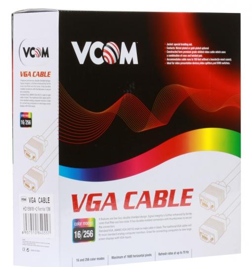Кабель монитор-SVGA card (15M-15M) 10м 2 фильтра VCOM [VVG6448-10M]