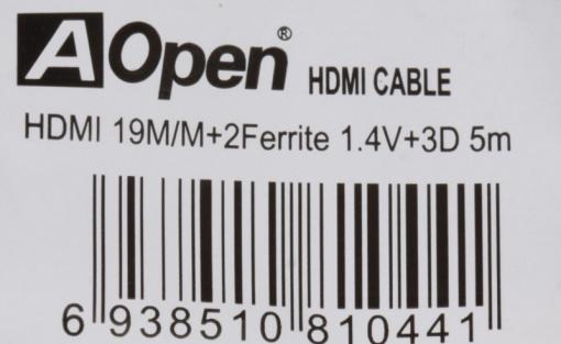 Кабель HDMI 19M/19M 5.0m ver:1.4 +3D/Ethernet AOpen [ACG511D-5M] 2 фильтра, позолоченные контакты