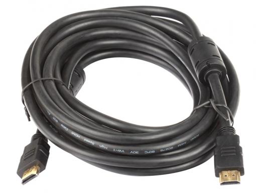 Кабель HDMI 19M/19M 5.0m ver:1.4 +3D/Ethernet AOpen [ACG511D-5M] 2 фильтра, позолоченные контакты
