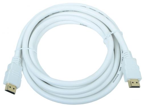 Кабель HDMI 19M/19M 3.0m ver:1.4 +3D/Ethernet AOpen [ACG511W-3M] белый, позолоченные контакты