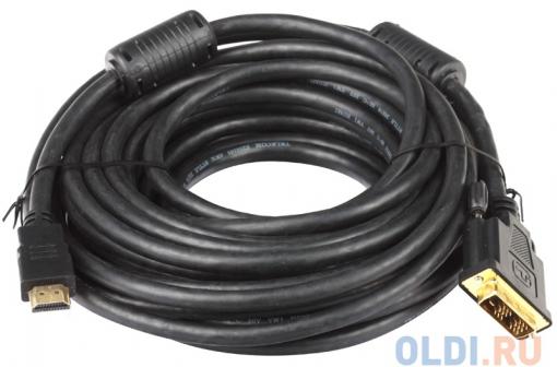 Кабель HDMI - DVI-D 19M/19M 10м Telecom 2 фильтра, с позолоченными контактами