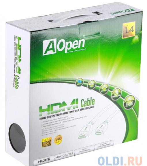 Кабель HDMI 19M/19M 20m ver:1.4 +3D/Ethernet AOpen [ACG511D-20M] 2 фильтра, позолоченные контакты