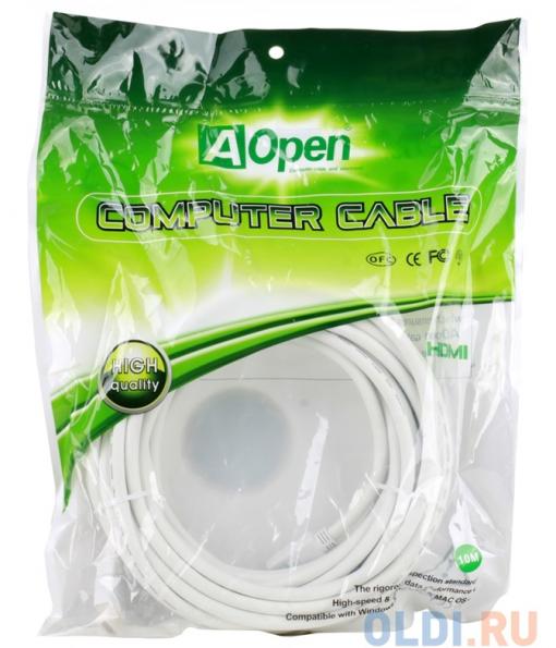 Кабель HDMI 19M/19M 10m ver:1.4 +3D/Ethernet AOpen [ACG511W-10M] белый, позолоченные контакты