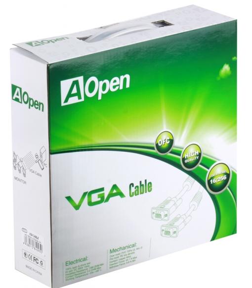Кабель Монитор-SVGA card (15M-15M) 10м 2 фильтра  AOpen [ACG341AD-10M]