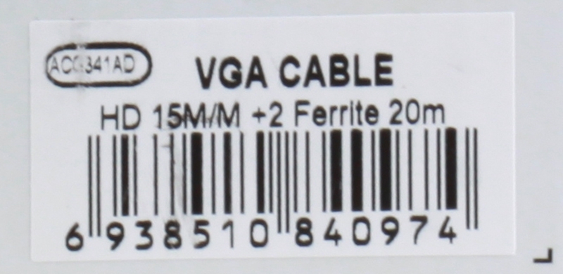 Кабель монитор-SVGA card (15M-15M) 20м 2 фильтра AOpen [ACG341AD-20M]