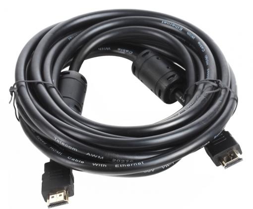Кабель Telecom HDMI to HDMI (CG511D-5M), (19M -19M), ver.1.4b, 2 фильтра, 5м, с позолоченными контактами