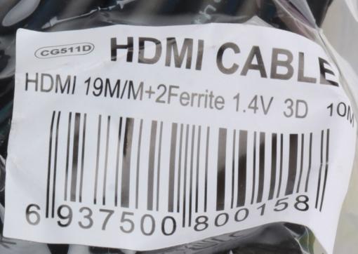 Кабель Telecom HDMI to HDMI (19M -19M) ver.1.4b, 2 фильтра, 10 м, с позолоченными контактами (CG511D-10M)
