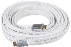 Кабель HDMI 19M/19M 10m ver:1.4 +3D/Ethernet AOpen [ACG545A_W-10M] Серебряно-белый Flat Top Quality