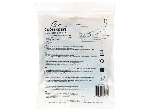 Кабель HDMI Gembird/Cablexpert, 1.8м, v1.4, 19M/19M, серия Light, черный, позол.разъемы,