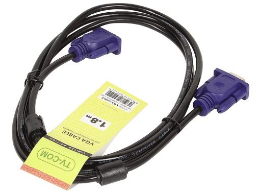 Кабель соединительный SVGA (15M/M) 1,8m 2 фильтра TV-COM (QCG120H-1.8M)