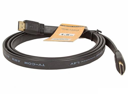 Кабель HDMI TV-COM 19M/M 1.4V  плоский 1.5m (CG200F-1.5M)