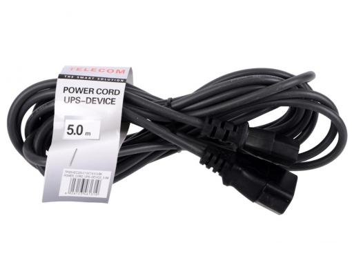 Кабель монитор - компьютер (UPS - устройство) 220V 5м, Telecom (TP020-IEC320-C13/C14-5.0-BK)