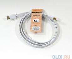Кабель цифровой HDMI-HDMI 1.4V; 1,5m, плоский, белый, TV-COM (CG200FW-1.5M)