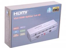 Разветвитель HDMI 4K Splitter ORIENT HSP0104H-2.0, 1-4, HDMI 2.0/3D, UHDTV 4K/ 60Hz (3840x2160)/HDTV1080p, HDCP2.2, EDID управление, RS232 порт, IR в