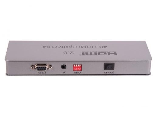 Разветвитель HDMI 4K Splitter ORIENT HSP0104H-2.0, 1-4, HDMI 2.0/3D, UHDTV 4K/ 60Hz (3840x2160)/HDTV1080p, HDCP2.2, EDID управление, RS232 порт, IR в