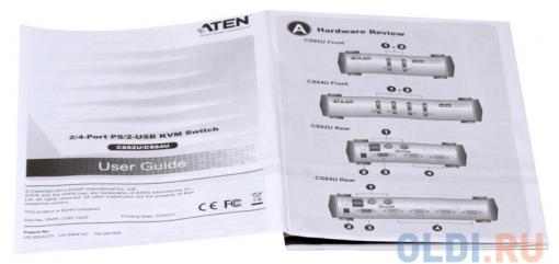 Переключатель KVM ATEN PS2/USB+VGA =)  4 cpu PS2/USB+VGA,  2048x1536, настол., исп.стандарт.шнуры, без OSD (CS84U-AT)