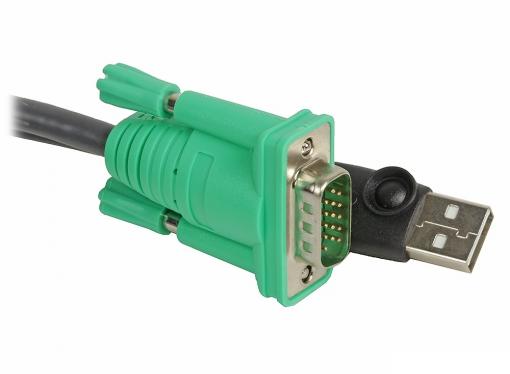 Шнур, мон+клав+мышь USB, SPHD15=)HD DB15+USB A-Тип ATEN (2L-5201U) Male-2xMale,  8+4 проводов, опрессованный,   1.2 метр., черный