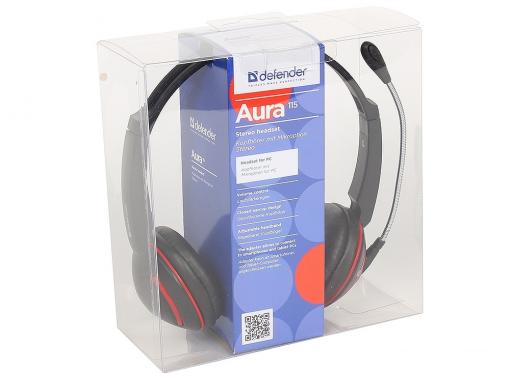 Гарнитура Defender Aura-115  черный, кабель 2 м