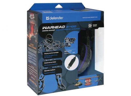 Гарнитура Defender Warhead G-400 переливающаяся подстветка (6 цветов) USB, 2.1 м.
