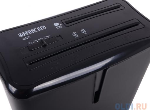 Шредер Office Kit S35 4x40 (DIN P-4 O-3 T-4 E-3) фрагмент 4x40мм,9 листов,14 литров,Уничт.скобы,пл.карты,CD