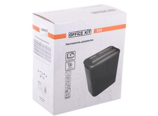 Шредер Office Kit S35 4x40 (DIN P-4 O-3 T-4 E-3) фрагмент 4x40мм,9 листов,14 литров,Уничт.скобы,пл.карты,CD
