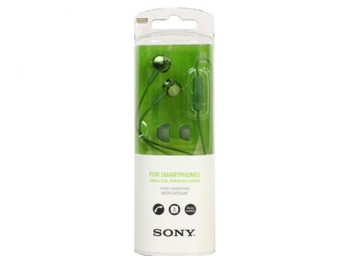 Гарнитура SONY EX155AP вкладыши, цвет зеленый
