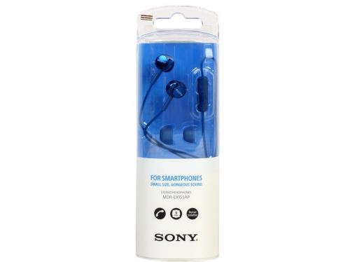 Гарнитура SONY EX155AP вкладыши, цвет синий