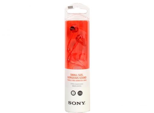 Наушники SONY EX155 вкладыши, цвет красный