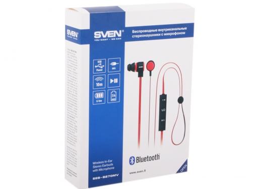 Гарнитура SVEN SEB-B270MV, черный-красные (Bluetooth) с микрофоном