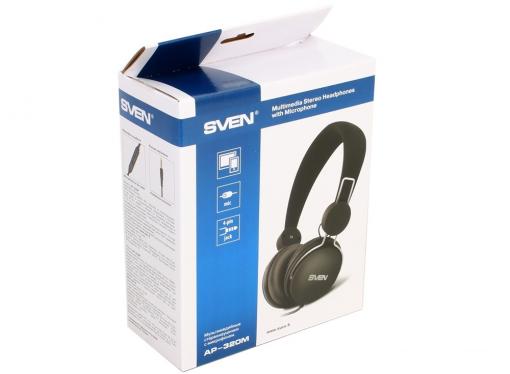 Гарнитура SVEN AP-320M, черный (микрофон,1,2 м)