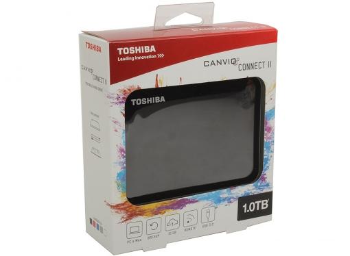 Внешний жесткий диск Toshiba Canvio Connect II 1Tb Black (HDTC810EK3AA)