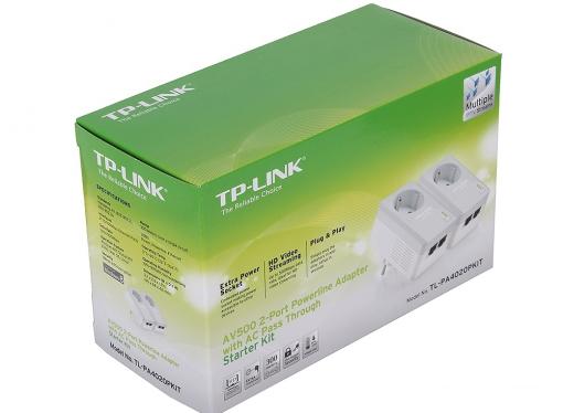 Адаптер TP-LINK TL-PA4020PKIT Базовый комплект адаптеров Powerline стандарта AV500 со встроенной розеткой