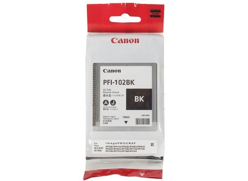 Картридж Canon PFI-102 BK для плоттера iPF500, iPF510, iPF600, iPF605, iPF610, iPF650, iPF655, iPF700, iPF710, iPF720, iPF750, iPF755, iPF760, iPF765. Чёрный.