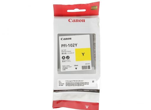 Картридж Canon PFI-102 Y для плоттера iPF500, iPF510, iPF600, iPF605, iPF610, iPF650, iPF655, iPF700, iPF710, iPF720, iPF750, iPF755, iPF760, iPF765. Жёлтый.