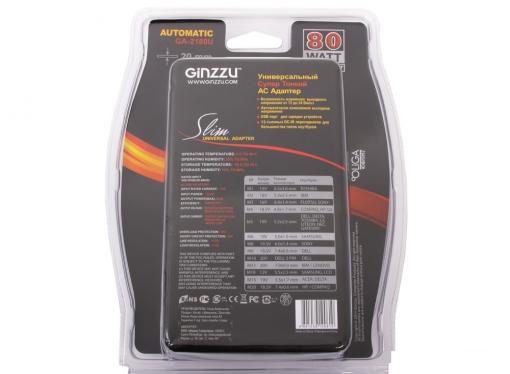 Универсальный адаптер питания для ноутбуков GiNZZU GA-2180U (ультраслим, 80W, 1xUSB, 12V-24V, 13 DC-IN)