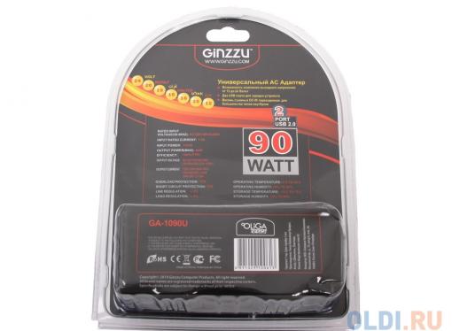 Универсальный адаптер питания для ноутбуков GiNZZU GA-1090U (90W, 2xUSB, 12V-24V, 8 DC-IN)