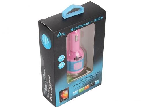 Автомобильное зарядное устройсто USB iBang Skypower - 1005 (для тел. и планшетов, 2 USB выхода, 5 В/2100 мА макс. (1600 мА + 500 мА), розовый)
