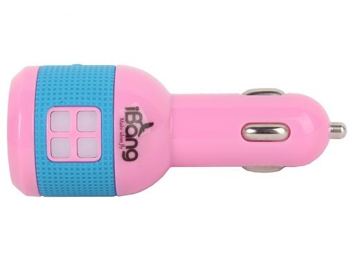 Автомобильное зарядное устройсто USB iBang Skypower - 1005 (для тел. и планшетов, 2 USB выхода, 5 В/2100 мА макс. (1600 мА + 500 мА), розовый)