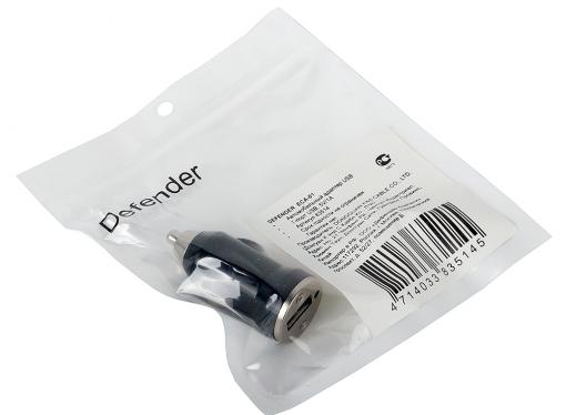 Автомобильный адаптер DEFENDER ECA-01 — 1-порт USB, 5V/1А,