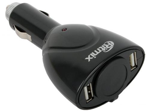 Автомобильное зарядное устройство RITMIX RM-021 2xUSB совмещает в себе функции зарядного устройства и автомобильного прикуривателя