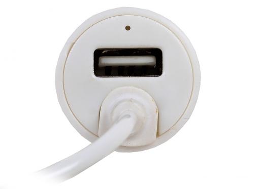 Автомобильное зарядное устроиство 3Cott 3C-CC-142CW-1USB-1IP6, с выходом  5В 1А USB Type A/F  и кабелем Lightning 0,9 м с выходом 5В 2.1А, белый