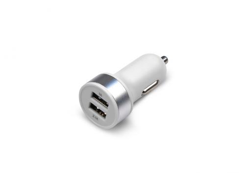 Универсальное зарядное устройство Jet.A от прикуривателя 12В-24В UC-S16 (2 USB-порта, 2.1А, кабель micro USB в комплекте) Цвет - белый