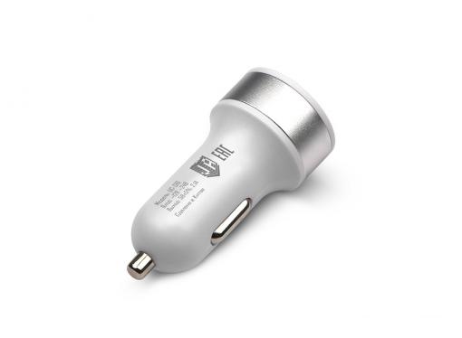 Универсальное зарядное устройство Jet.A от прикуривателя 12В-24В UC-S16 (2 USB-порта, 2.1А, кабель micro USB в комплекте) Цвет - белый