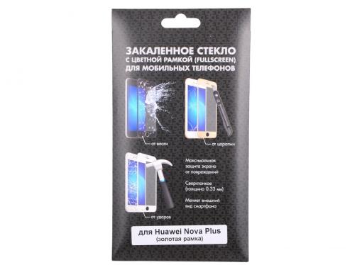Закаленное стекло с цветной рамкой (fullscreen) для Huawei Nova Plus DF hwColor-05 (gold)