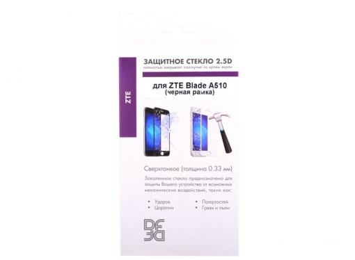 Закаленное стекло с цветной рамкой (fullscreen) для ZTE Blade A510 DF zColor-03 (black)