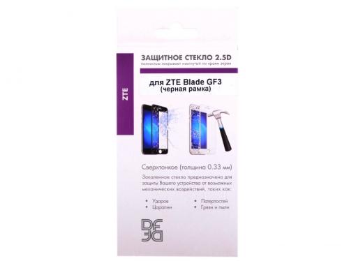 Закаленное стекло с цветной рамкой (fullscreen) для ZTE Blade GF3 DF zColor-05 (black)