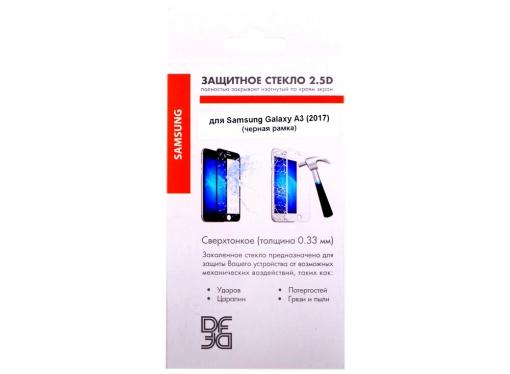 Закаленное стекло с цветной рамкой (fullscreen) для Samsung Galaxy A3 (2017) DF sColor-15 (black)