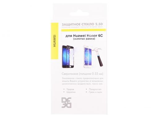 Закаленное стекло с цветной рамкой (fullscreen) для Huawei Honor 6C DF hwColor-11 (gold)