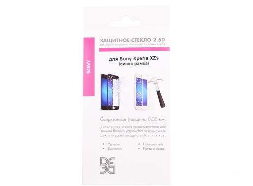 Закаленное стекло с цветной рамкой (fullscreen) для Sony Xperia XZs DF xColor-09 (blue)